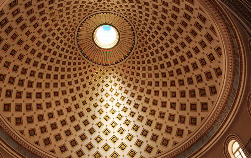 Ceiling inside a cathedral